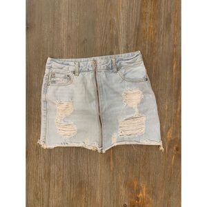Forever 21 Destroyed Jean Mini Skirt